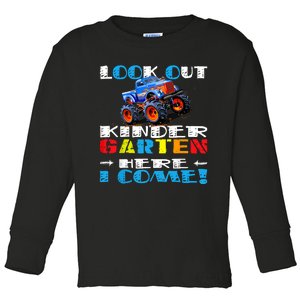 Look Out Kindergarten Here I Come Funny Monster Truck Toddler Long Sleeve Shirt