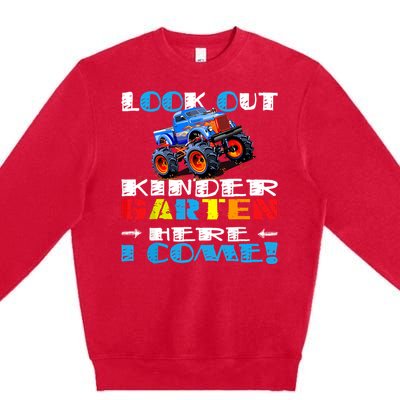 Look Out Kindergarten Here I Come Funny Monster Truck Premium Crewneck Sweatshirt