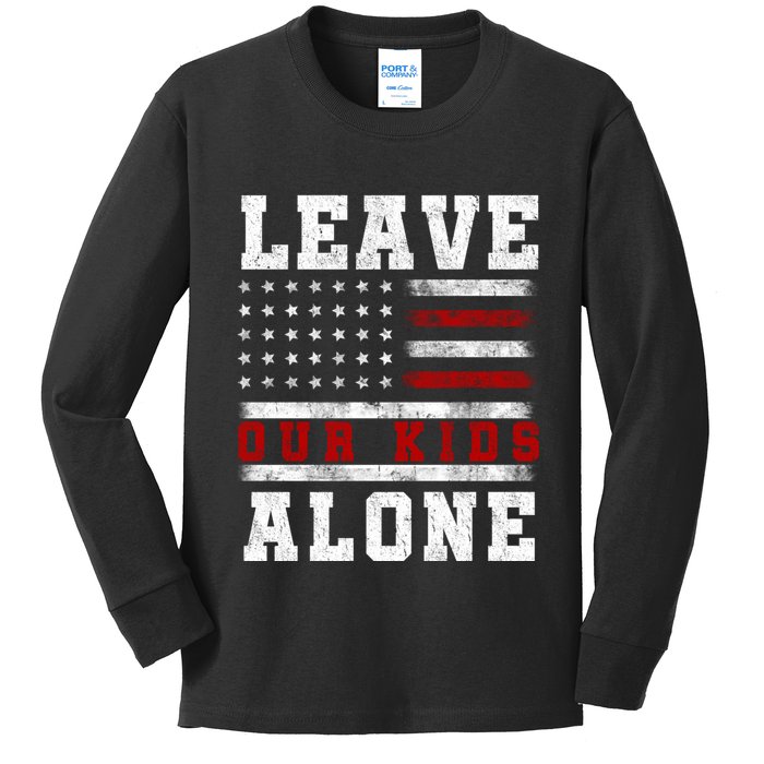 Leave Our Kids Alone Vintage USA Flag Tee Kids Long Sleeve Shirt