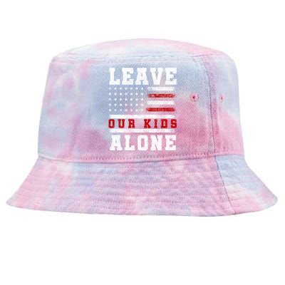 Leave Our Kids Alone Vintage USA Flag Tee Tie-Dyed Bucket Hat