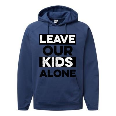 Leave Our Kids Alone Vintage USA Flag Tee Performance Fleece Hoodie