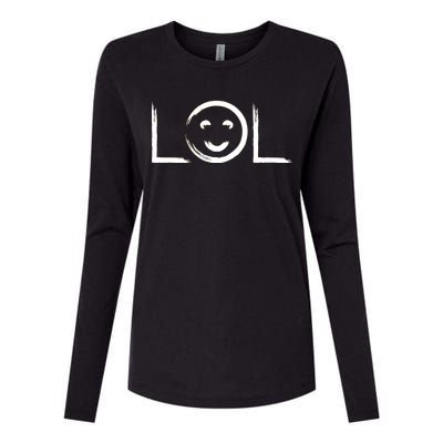 LOL Smiley Face Emoji Womens Cotton Relaxed Long Sleeve T-Shirt