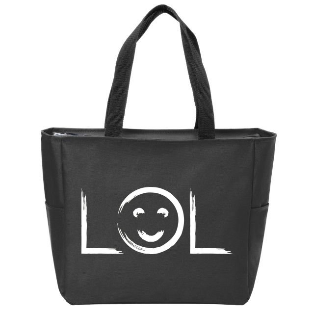 LOL Smiley Face Emoji Zip Tote Bag