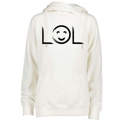 LOL Smiley Face Emoji Womens Funnel Neck Pullover Hood