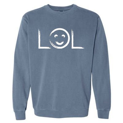 LOL Smiley Face Emoji Garment-Dyed Sweatshirt