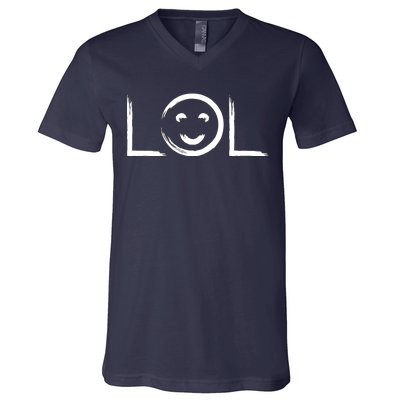 LOL Smiley Face Emoji V-Neck T-Shirt