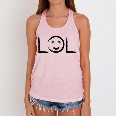 LOL Smiley Face Emoji Women's Knotted Racerback Tank