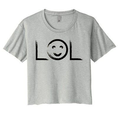 LOL Smiley Face Emoji Women's Crop Top Tee