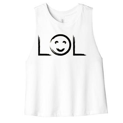 LOL Smiley Face Emoji Women's Racerback Cropped Tank