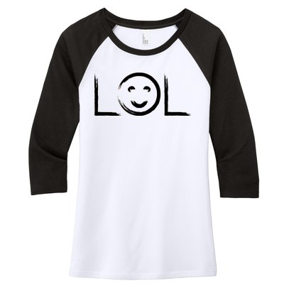 LOL Smiley Face Emoji Women's Tri-Blend 3/4-Sleeve Raglan Shirt