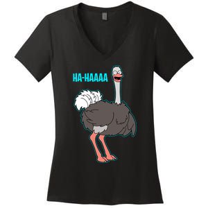 LAUGHING OSTRICH Women's V-Neck T-Shirt