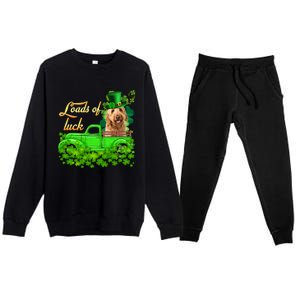 Loads Of Luck Truck Goldendoodle St Patrick's Day Gift Premium Crewneck Sweatsuit Set