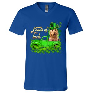 Loads Of Luck Truck Goldendoodle St Patrick's Day Gift V-Neck T-Shirt