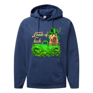 Loads Of Luck Truck Goldendoodle St Patrick's Day Gift Performance Fleece Hoodie