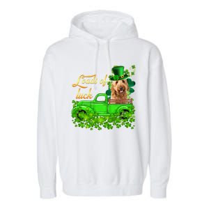 Loads Of Luck Truck Goldendoodle St Patrick's Day Gift Garment-Dyed Fleece Hoodie