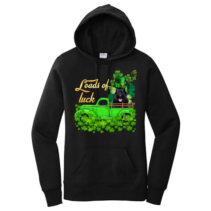 Loads Of Luck Truck Scottish Terrier St Patrick's Day Funny Gift Women's Pullover Hoodie