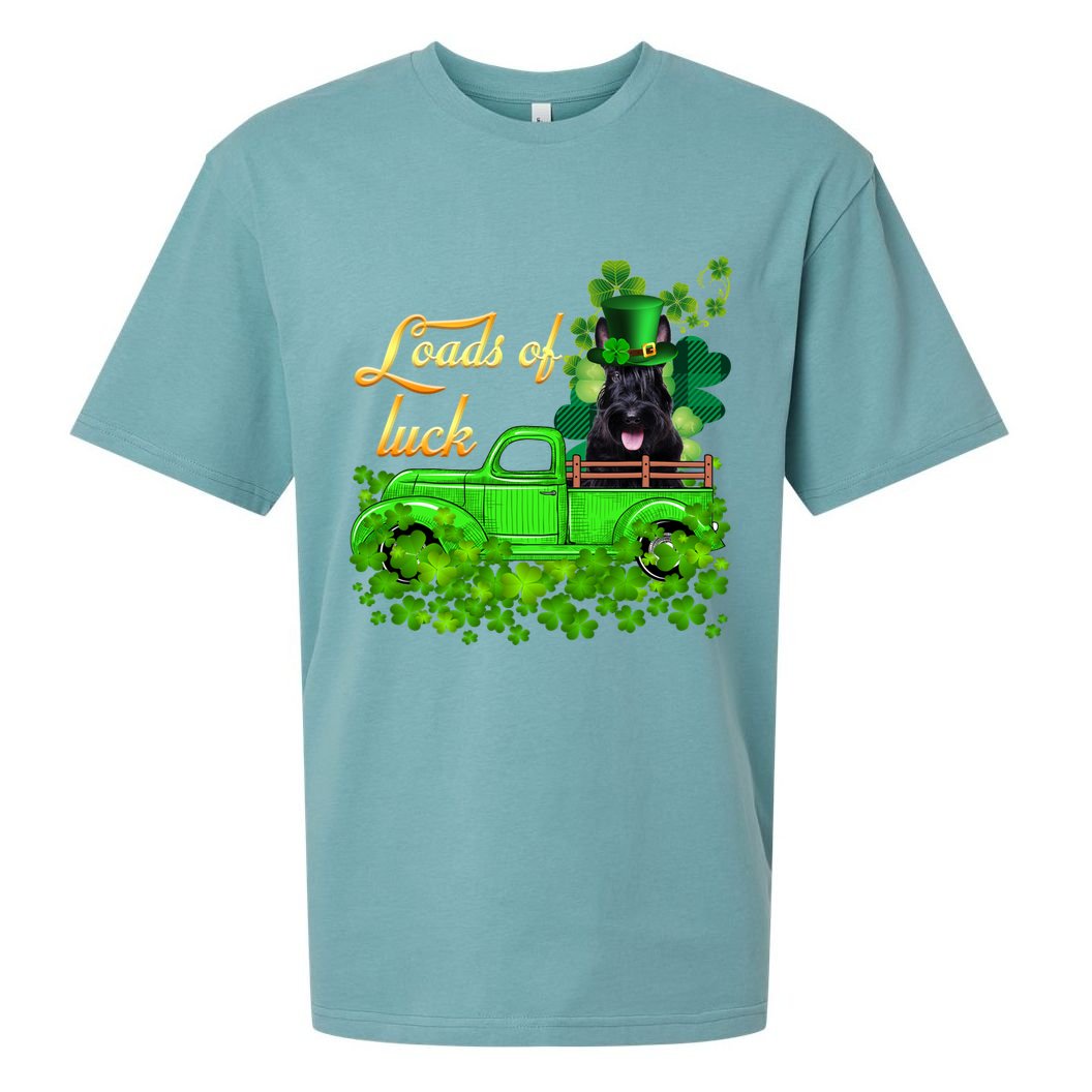 Loads Of Luck Truck Scottish Terrier St Patrick's Day Funny Gift Sueded Cloud Jersey T-Shirt