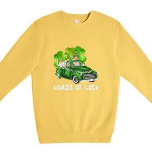 Load Of Luck Truck Gnomies Clover Shamrock St Patrick's Day Premium Crewneck Sweatshirt