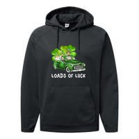 Load Of Luck Truck Gnomies Clover Shamrock St Patrick's Day Performance Fleece Hoodie