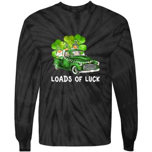 Load Of Luck Truck Gnomies Clover Shamrock St Patrick's Day Tie-Dye Long Sleeve Shirt