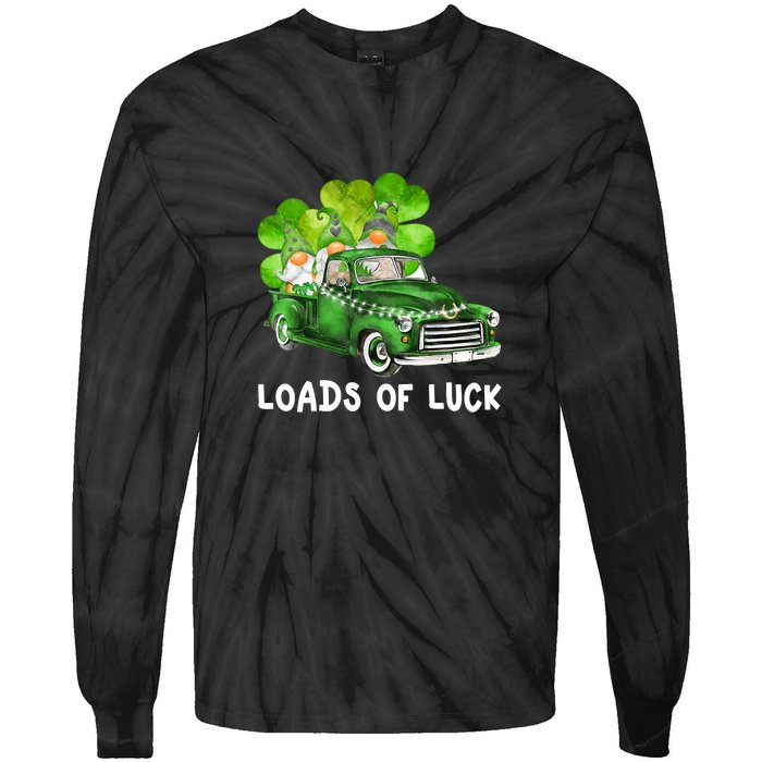 Load Of Luck Truck Gnomies Clover Shamrock St Patrick's Day Tie-Dye Long Sleeve Shirt