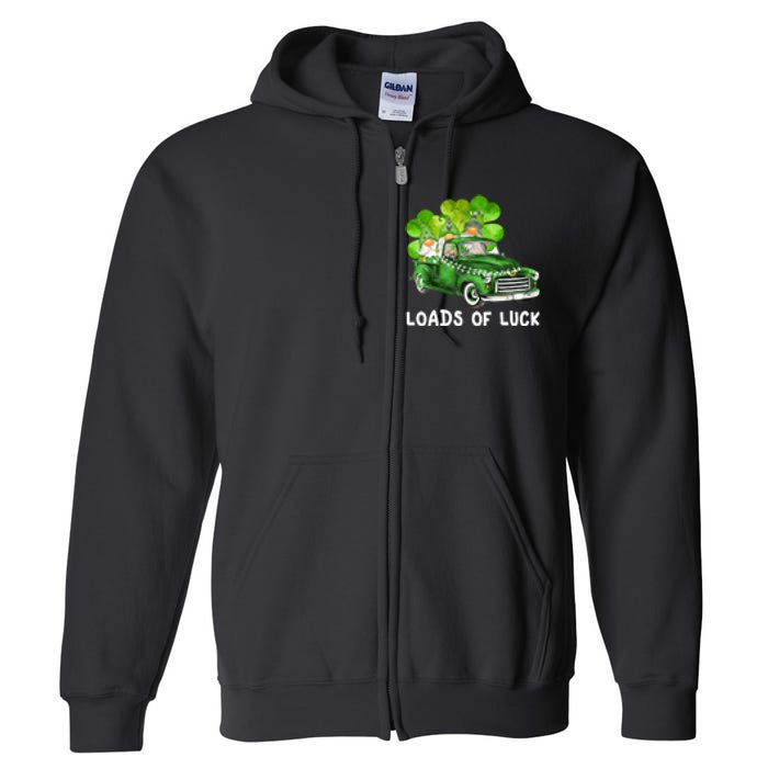 Load Of Luck Truck Gnomies Clover Shamrock St Patrick's Day Full Zip Hoodie