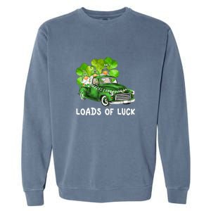 Load Of Luck Truck Gnomies Clover Shamrock St Patrick's Day Garment-Dyed Sweatshirt