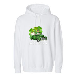 Load Of Luck Truck Gnomies Clover Shamrock St Patrick's Day Garment-Dyed Fleece Hoodie