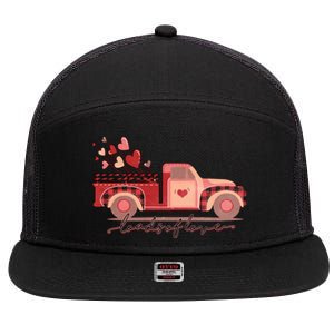 Load Of Love Truck Heart Retro Valentine's Day Gift 7 Panel Mesh Trucker Snapback Hat