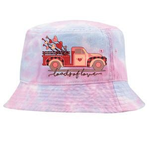 Load Of Love Truck Heart Retro Valentine's Day Gift Tie-Dyed Bucket Hat