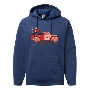 Load Of Love Truck Heart Retro Valentine's Day Gift Performance Fleece Hoodie