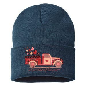 Load Of Love Truck Heart Retro Valentine's Day Gift Sustainable Knit Beanie