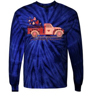 Load Of Love Truck Heart Retro Valentine's Day Gift Tie-Dye Long Sleeve Shirt