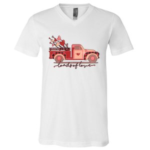 Load Of Love Truck Heart Retro Valentine's Day Gift V-Neck T-Shirt