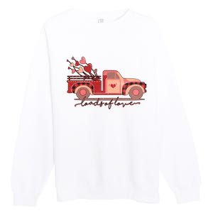 Load Of Love Truck Heart Retro Valentine's Day Gift Premium Crewneck Sweatshirt