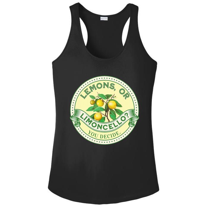 Lemons Or Limoncello You Decide. Optimist Pessimist Ladies PosiCharge Competitor Racerback Tank