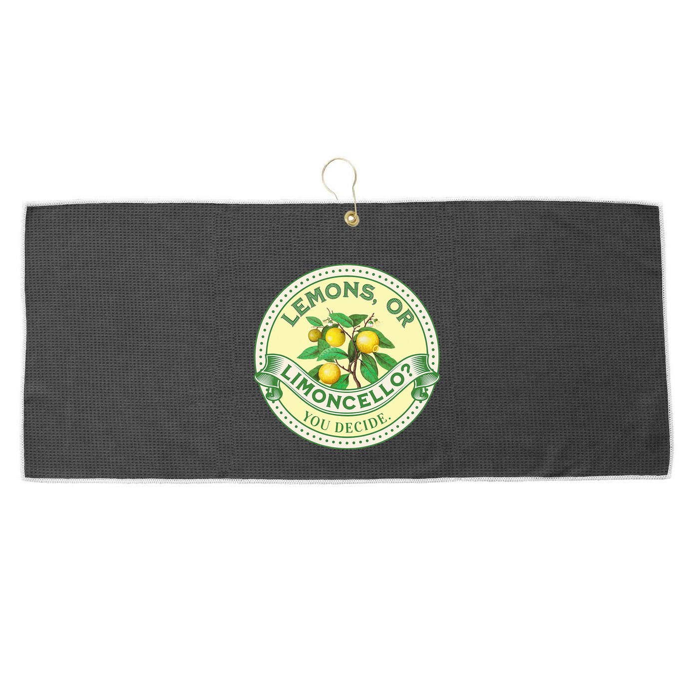 Lemons Or Limoncello You Decide. Optimist Pessimist Large Microfiber Waffle Golf Towel