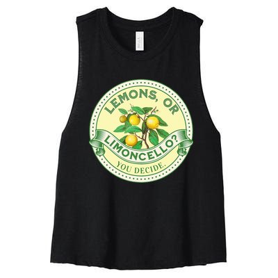 Lemons Or Limoncello You Decide. Optimist Pessimist Women's Racerback Cropped Tank