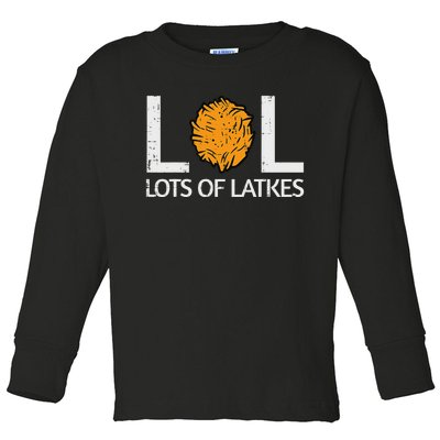 Lots Of Latkes Funny Jew Hanukkah Chanukah Toddler Long Sleeve Shirt