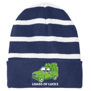 Load Of Lucks Trucks St Patricks Day Striped Beanie with Solid Band