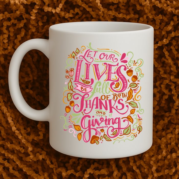 Let Our Lives Be Full Of Both Thanks And Giving Mug