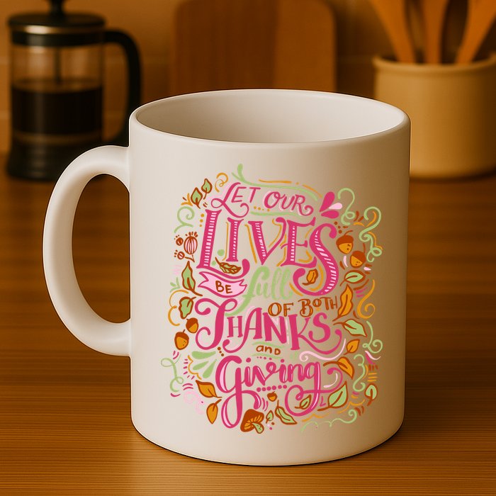 Let Our Lives Be Full Of Both Thanks And Giving Mug