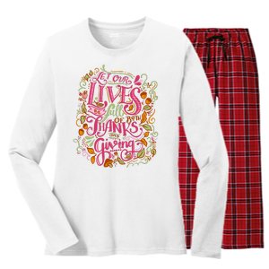 Let Our Lives Be Full Of Both Thanks And Giving Women's Long Sleeve Flannel Pajama Set 