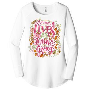 Let Our Lives Be Full Of Both Thanks And Giving Women's Perfect Tri Tunic Long Sleeve Shirt