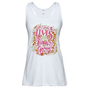 Let Our Lives Be Full Of Both Thanks And Giving Ladies Essential Flowy Tank