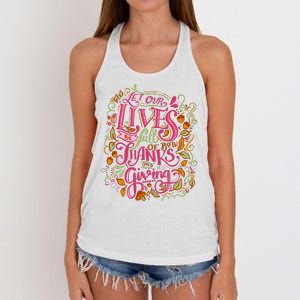 Let Our Lives Be Full Of Both Thanks And Giving Women's Knotted Racerback Tank