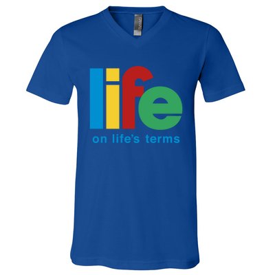 Life On Life's Terms Sobriety Recovery Funny Aa Na Gift V-Neck T-Shirt