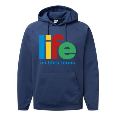 Life On Life's Terms Sobriety Recovery Funny Aa Na Gift Performance Fleece Hoodie