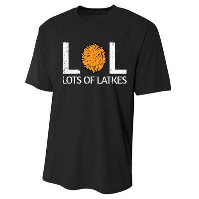 Lots Of Latkes Funny Jew Hanukkah Chanukah  Performance Sprint T-Shirt