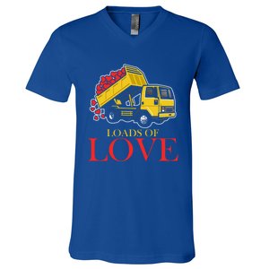 Loads Of Love Truck Construction Worker Valentine's Day Gift V-Neck T-Shirt